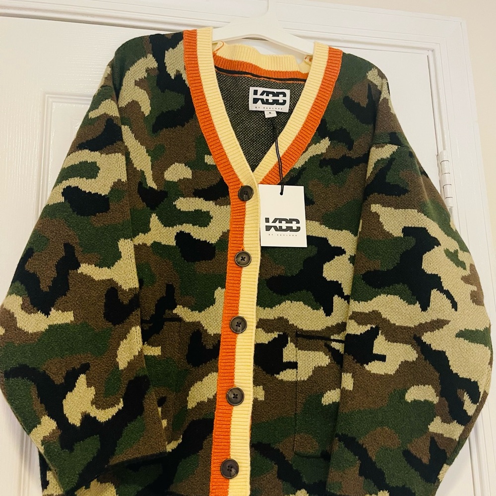 KBB by KAHLANA Women's 'The Slouchy Cardigan' - Olive Camo Size Small - Picture 8 of 11
